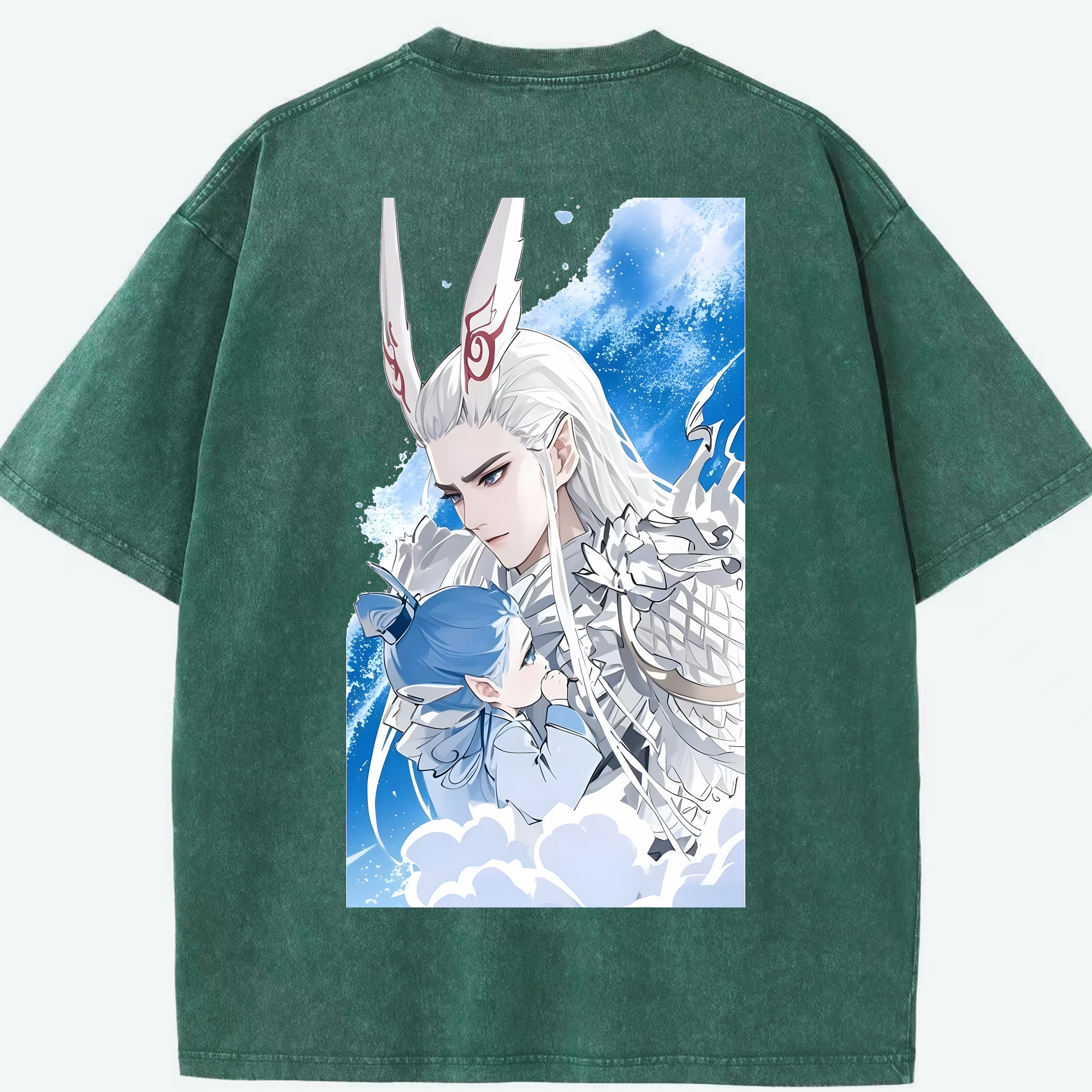 （画像用） Ne Zha 2 ナタ 魔童の大暴れ 綿100% ヴィンテージ風 半袖Tシャツ（背面プリント）